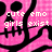 Pink pixelated background with black skull outlines and white text reading "cute emo girls exist... UK looking at one =]".