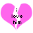 A pink broken heart with black text "i love him" centered inside, displayed in two identical static frames.