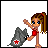 Animated contact sheet of a pixel art character performing actions with text overlays and red circular effects across multiple frames.