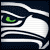 Pixelated image of a stylized bird head with white and dark blue feathers, green eye, and curved beak against dark background.