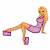 A pixelated cartoon woman in a purple dress and high heels poses against a white background, next to green text reading "Original Icons .com" on a dark green background.