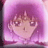 Pixelated anime-style icon of a character with short brown hair and large eyes, set against a pink gradient background.