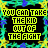 repeated text-based icons with bright yellow-green lettering on black backgrounds, surrounded by cyan and blue pixelated borders