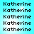 Pixelated text 'Katherine' repeated in a on a light blue background with subtle white sparkles