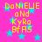 Pixelated yellow text on bright pink background with cyan stars, repeating 'DoNIEUE oNd KyRo BfAS' in four identical quadrants.
