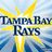 Pixelated icon with yellow starburst radiating from center, blue text reading "Tampa Bay Rays" over light blue and white background.