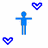 Pixelated icon shows blue male figure, pink female figure, plus sign, two heart symbols, and large central magenta heart on white background.