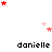 Pixelated of four and four displaying the name 'danielle' with scattered red and pink stars above each instance