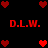 Red pixelated hearts and 'D.L.W.' text on black background, static display.