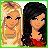 Animated contact sheet of a 5x4 grid showing sequential frames of two cartoon women with blonde and black hair, transitioning from overlapping faces to text overlay reading "best friends are forever" in green pixelated font on white background.
