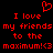 Red pixelated text and heart symbol on black background, two identical phrases side-by-side with a heart above the left phrase.