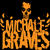 Pixelated orange text reading "MICHAEL GRAVES" with a stylized skull above the letters, set against black background.