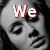 A four- with text overlays: 'We' in red, 'Love' in pink, and 'Adele' in blue, featuring a grayscale face, a color face, and a partial face