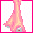 Pixel art of a woman in pink attire with brown hair, shown across six including full-body and close-up views