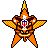 Pixelated star-shaped icon with orange and brown tones, featuring a central shield-like symbol with red white blue stripes and a checkered pattern.