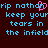 Dark brown background with light blue pixelated text reading "rip nathan rip nathan keep your tears in the infielf" and a pink heart symbol replacing the 'a' in 'nathan' on the left side.