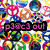 A dense of colorful, pixelated circular icons with various symbols and patterns on a white background