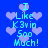 Blue background with light purple hearts and cyan text reading "I Like K3vin Soo Much!" in a pixelated style.