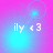 Pixelated text 'ily <3' on a pink-to-cyan gradient background with shifting light effects.