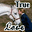 repeated images showing a person in dark blue clothing kissing a white horse, with 'True' text above and 'Love' text below each instance