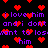 Pixelated text repeats 'i love him and i dont want to lose him' with red heart symbols replacing 'love' on a black background.