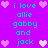Pixelated purple background with cyan text reading "i love allie gabby and jack" surrounded by pink heart icons in a