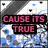 Pixelated image with blue and white background, pink text on black bars, and a small heart symbol.