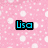 Pink polka-dot background with six identical 'Lisa' text icons arranged in two , each icon featuring cyan lettering on a black rectangular base