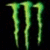 Green Monster Energy claw logo on black background next to green background with 'I luv monsters' text in white boxes.