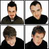16 showing a person in various poses with changing head angles and expressions against white backgrounds