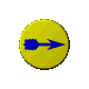 Animated contact sheet of a yellow circular icon with blue arrow, showing multiple frame variations including side views and rotation angles.