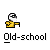 Pixelated character in yellow shirt with white beard and black-and-white headwear, shown in multiple poses with text "Old-school" below each.