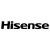 Black pixelated text reading 'Hisense' on a white background with visible dithering and low-resolution rendering.
