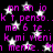 Animated icon with repeating purple text and white stars on black background, text cycles through phrases like 'nn sn io' and 'k t penso.'