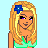 Pixel art buddy icon featuring a blonde woman with blue flower accessory and green top, next to pixelated text reading "Beach Bum" on light blue background.