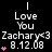 Pixelated text and symbols on a black background with pink heart accents, showing repeated 'Love You' messages and date stamps.