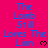 A static image with bright pink background displays blue text reading "The Lamb Still Loves The Lion" repeated three times vertically, each followed by a black pixelated heart symbol.