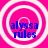 Four identical circular icons with concentric white rings on a bright pink background, each displaying blue text reading "alyssa rules".
