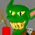 A pixelated green alien character with yellow eyes and teeth on the left, next to a dark green background with bright green text reading "Original Icons .com" on the right.