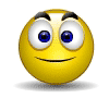 Yellow spherical emoji with blue eyes and black eyebrows showing sequential eye-closing animation