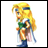 A pixelated anime-style character with long blonde hair and a green-and-blue outfit stands on the left side of a contact sheet, while the right side displays "Anime IM" text in white pixel font over black background.