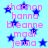 Light blue background with scattered dark blue stars and repeated pink text names.