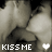 Animated contact sheet of a grayscale cartoon character's torso and head with repeated "KISS ME" text and white heart symbols in motion across 25 frames.
