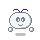 A 4-frame pixel art animation of a white cartoon character with blue antennae, gray limbs, and changing facial expressions across frames on a gray background.