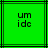 Green background with black lines and pixelated text reading 'um ide' in two identical