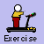 Animated contact sheet of a pixelated stick figure exercising on a treadmill with visible frame-to-frame motion changes and repeated text below each frame.