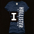 Dark blue t-shirt with white vertical text on the front, overlaid with pixelated white text reading "I Miss You So Much" across two