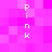Pixelated pink background with four vertical of white 'P i n k' text arranged in a pattern