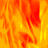 Animated fire effect with orange and yellow flames on a gray background, transitioning from dense to sparse flame patterns.