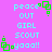 Pixelated text and green square icons on a pink background, with repeated phrases and small green square elements in corners.
